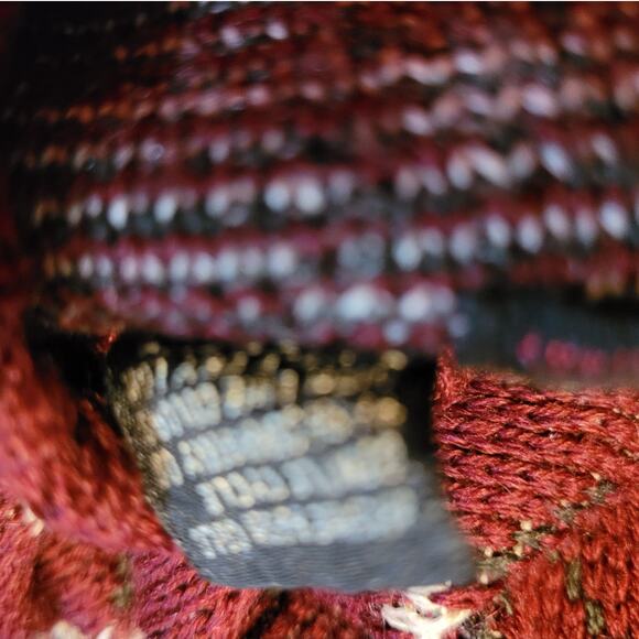 Vintage 80s Mens Maroon Diamond Sweater Sz Medium Elbow Patches Grandpacore - Picture 10 of 10